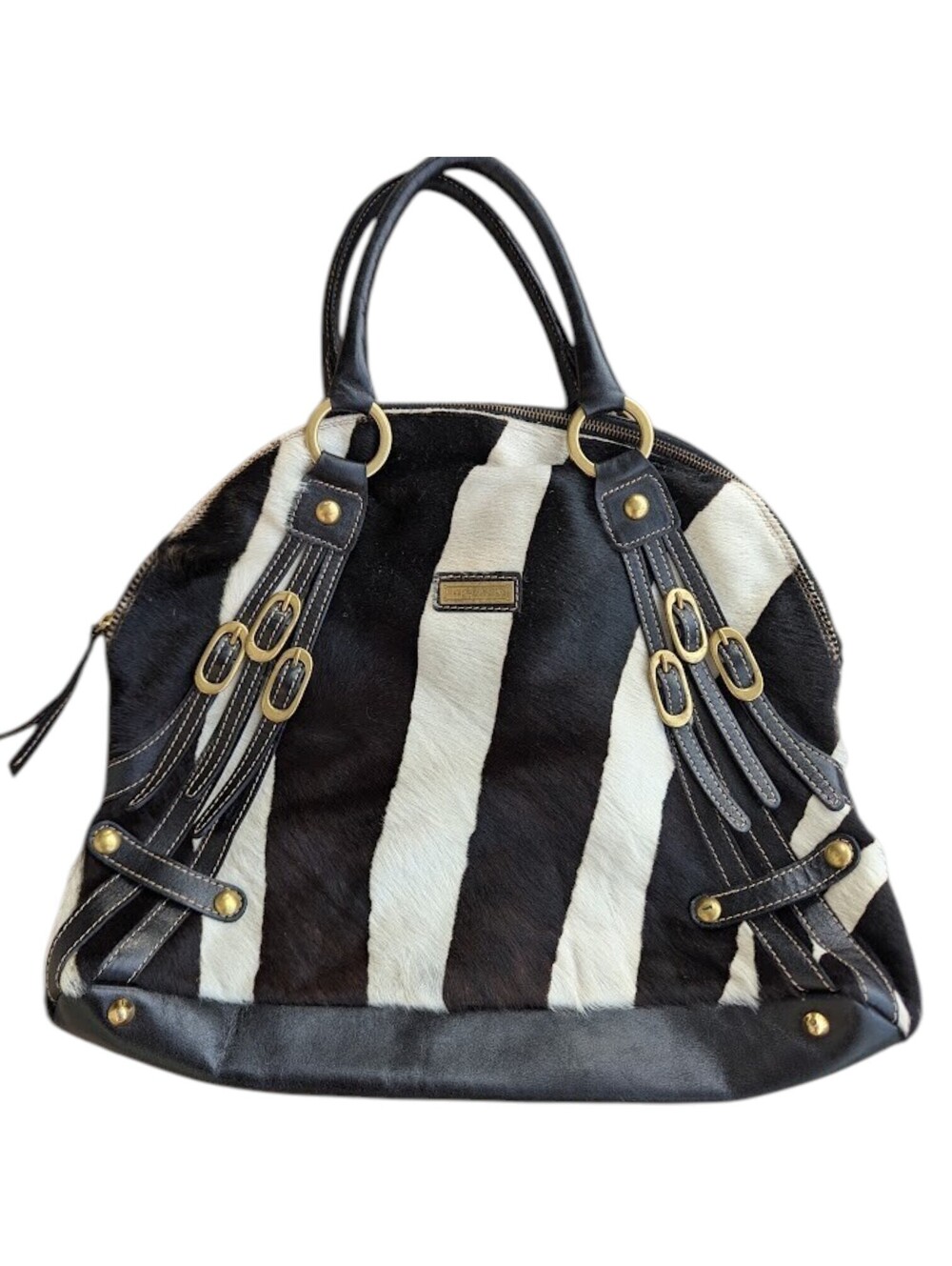 Vintage Marco Buggiani Zebra Haircalf Leather Satchel Handbag Italy Y2K Purse